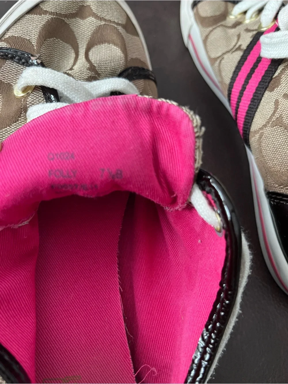 Coach Signature Low-Top Sneakers in Brown, White & Pink